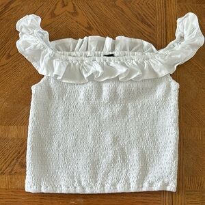 Bobi Usa Crop Ruffle White Tank Top NWT Size Medium